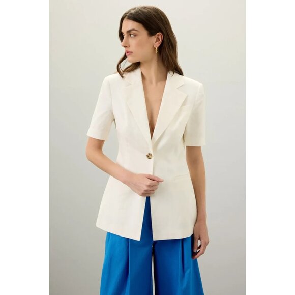 Eudon Choi Jackets & Blazers - Eudon Choi Linen Short Sleeve White Blazer – Women’s Size 8